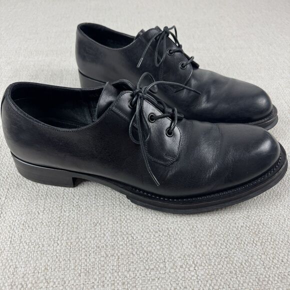 Prada Welt Sewn Black Leather Oxford Mens 10.5 Lace Up Derby Dress Shoes 2EG100 - Picture 1 of 11